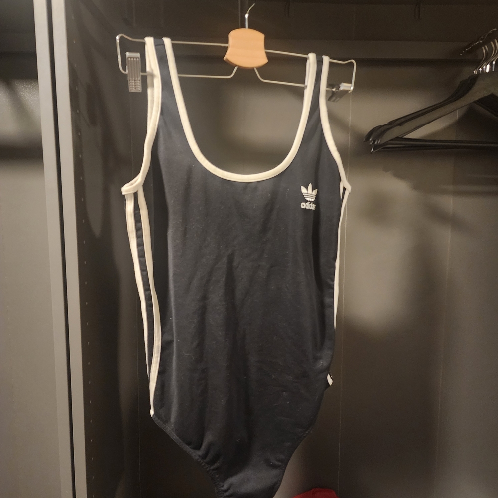Adidas Black Bodysuit with White Trim